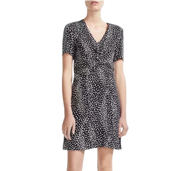Maje Dresses & Skirts - Maje Ripi Twist-Detail Animal-Print Mini Dress M Black Date Night Party NWT